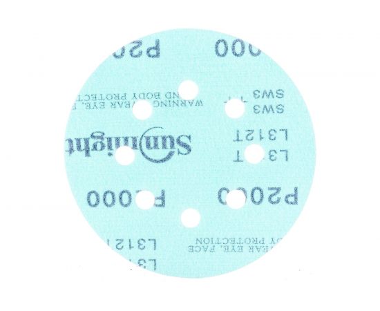 Шлифовальный круг SUNMIGHT FILM L312T+ 125 мм на липучке, 8 отв, зелёный, P 2000, 5 шт 53223R – изображение 2