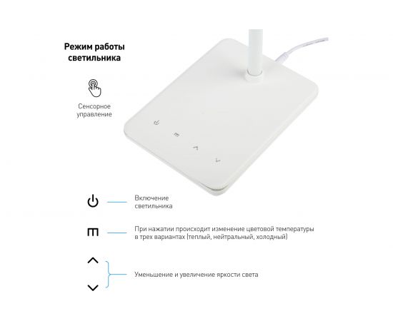 Настольный светильник ЭРА, NLED-464-7W-W, белый, Б0033306 – изображение 5