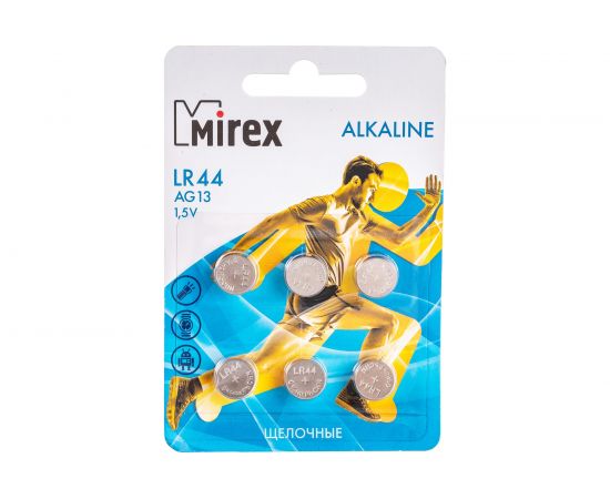 Батарея Mirex, щелочная AG13 / LR44 1,5V 6 шт ecopack 23702-LR44-E6 – изображение 5