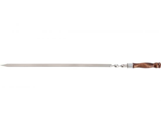 Плоский профессиональный шампур с деревянной рукояткой PALISAD Camping 650х12х2.5 мм, нержавеющая сталь 69677 
