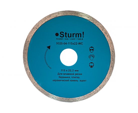 Диск алмазный сплошной по плитке (115х22.2/20 мм) Sturm 9020-04-115x22-WC 