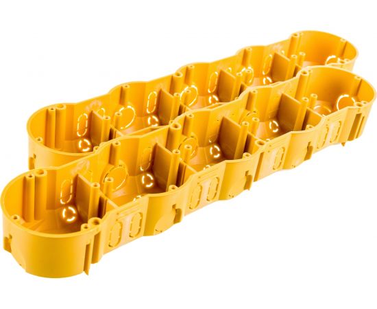 Установочная приборная коробка (подрозетник) KOPOS 354x50 пятипостовая прямоугольная для монтажа в полые стены IP30 в гипсокартон (комплект из 2 шт.) KP 64/5L_NA 