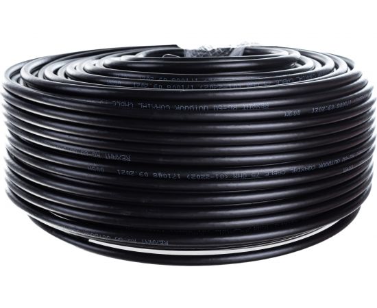Коаксиальный кабель REXANT RG-6U, 75 Ом, CCS/Al/Al, 64%, бухта 100 м, черный OUTDOOR 01-2202 – изображение 2