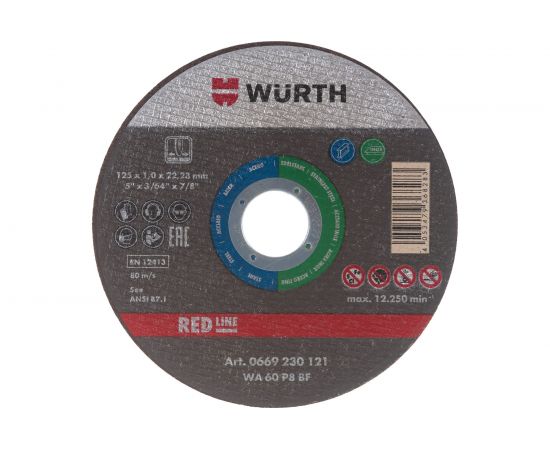 Диск отрезной по нержавеющей стали 125х1,0х22,2 мм WURTH 0669230121961 100 – изображение 2