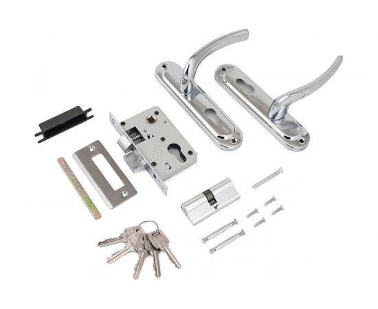 Врезной замок с ручкой Стандарт 132/50 CP хром 4853 – изображение 2