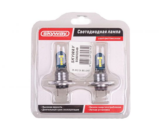 Автолампа SKYWAY диод H7 12-24V 10 SMD 1-конт белая блистер ближний, дальний, компл 2 шт S08202049 – изображение 2