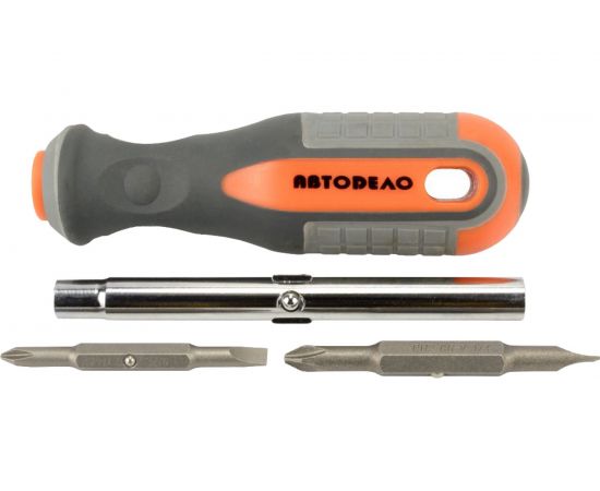 Комбинированная отвертка АвтоDело 175 мм 4 сменные насадки 39459 10718 – изображение 2