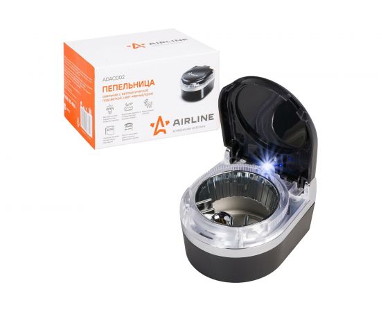 Пепельница с автоматической подсветкой AIRLINE овальная, черный/хром ADAC002 – изображение 2