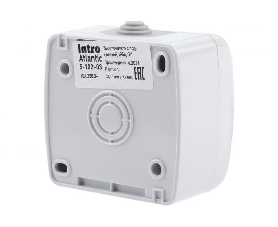 Выключатель Intro Atlantic 5-102-03 с подсветкой 10А-250В IP54 открытой установки серый Б0050941 – изображение 2