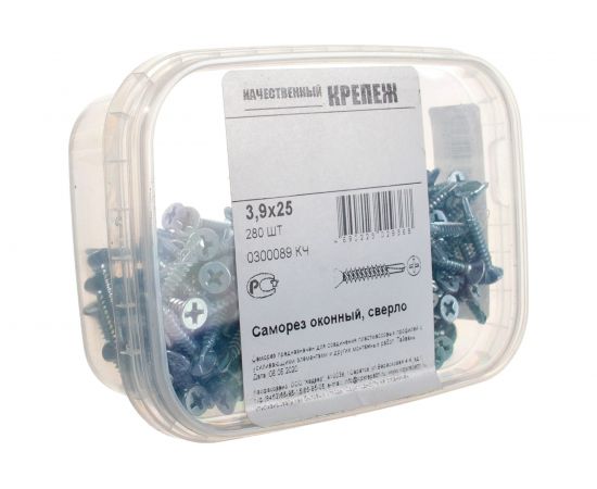 Оконный саморез Качественный КРЕПЕЖ 3.9х25 белый сверло 280 шт 0300089 КЧ – изображение 2