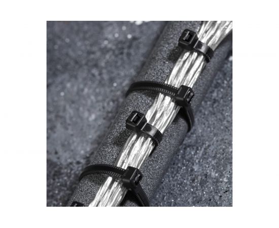 Нейлоновая хомут-стяжка с тройным замком REXANT 350x4,8 мм, черная, упаковка 100 шт. 67-0351 – изображение 3