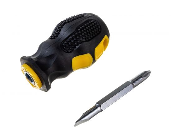 Отвертка c переставным жалом (CrV сталь, прорезиненная ручка, 6х40 мм, PH2/SL6) FIT IT Коротыш 56226 – изображение 3