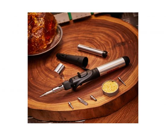 Газовый паяльник с пьезоподжигом REXANT 17 мл, 11 предметов 12-0505 – изображение 3