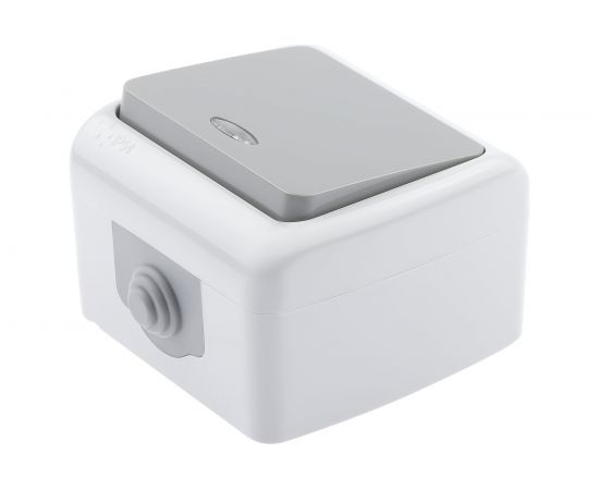 Выключатель Intro Atlantic 5-102-03 с подсветкой 10А-250В IP54 открытой установки серый Б0050941 – изображение 3