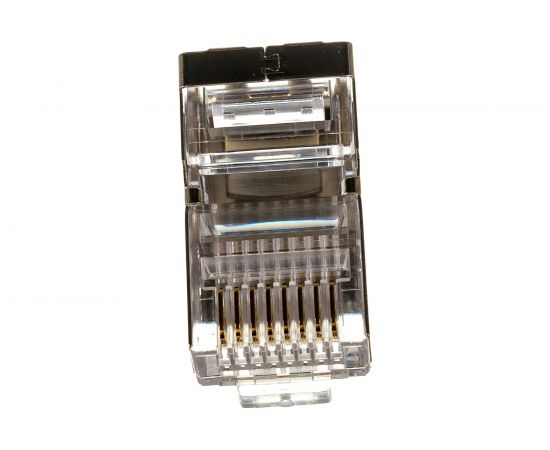 Экранированный универсальный разъем Hyperline PLUG-8P8C-U-C5-SH-100 RJ-458P8C под витую пару, категория 5e, 50 микродюймов, для одножильного и многожильного кабеля – изображение 4