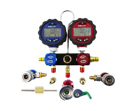 Цифровой манометрический коллектор в комплекте с адаптерами Elitech DMG3 – изображение 4