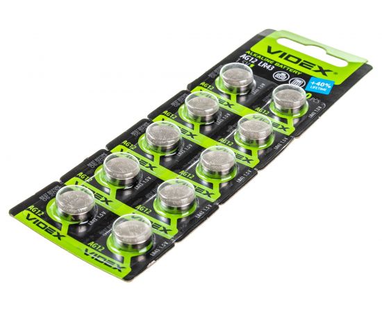 Элемент питания VIDEX алкалиновый 10 шт. в блистере AG12/301/386/SR43SW/SR43W/LR43/186/GP386F/GP386E/GP186/V386/V301/V12GS – изображение 4