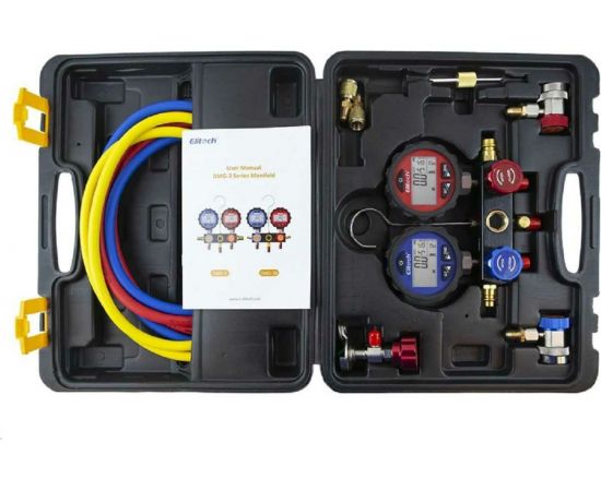 Цифровой манометрический коллектор в комплекте с адаптерами Elitech DMG3 – изображение 5