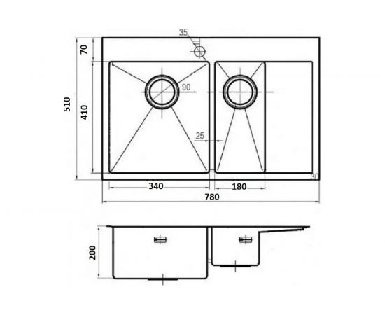 Кухонная мойка из нержавеющей стали WISENT 7851-SL 78x51 см, с раздвижным коландером WW37851-SL/W302644 – изображение 7