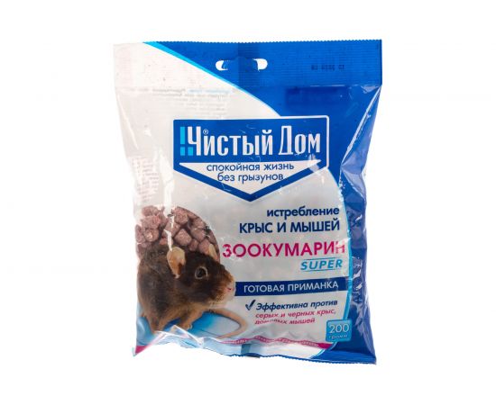 Гранулы от крыс и мышей Чистый дом Зоокумарин супер, 200г 03-763 