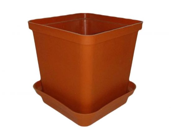 Цветочный горшок ПАО Завод Буревестник квадратный, терракотовый 72381 