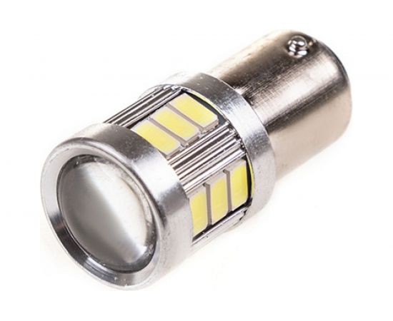 Автолампа диод S25 18 SMD диодов BAY15d 2-контурная белая SKYWAY S08201317 