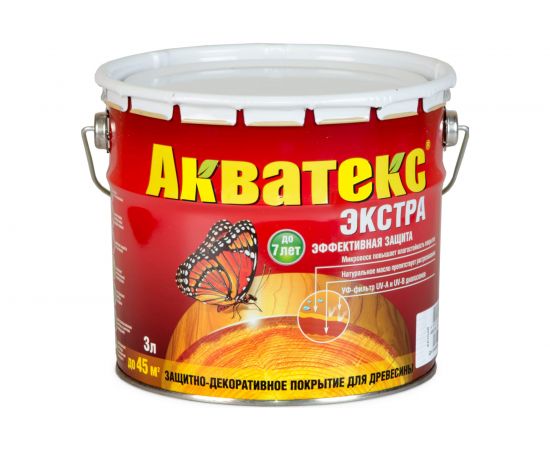 Защитно-декоративное покрытие для древесины Акватекс Экстра Рябина 3 л 4 13871 