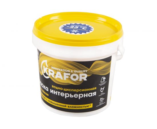 Интерьерная в/д латексная влагостойкая краска Krafor 1.5 кг 42166 – изображение 2