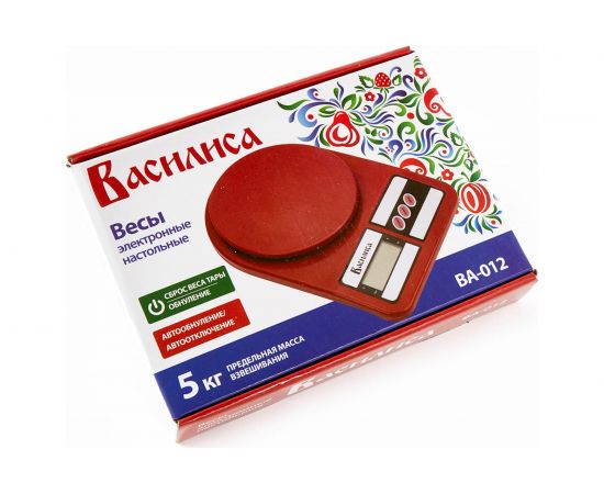 Настольные электронные весы ВАСИЛИСА ВА-012 бордовый : 5 кг, пластик / 0R-00006714 – изображение 2