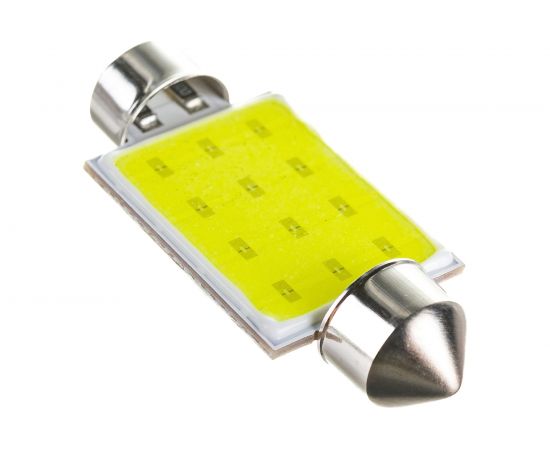 Автолампа диод SKYWAY T11 C5W 6W 1 COB диод 1-контурная 39мм белая S08201154 – изображение 2