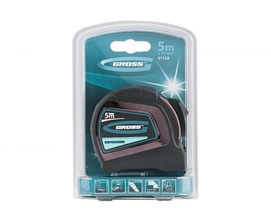 Рулетка Doppelhaken 5мх19мм, двухсторонний зацеп, нейлон, двуст.шкала GROSS 31123 – изображение 3