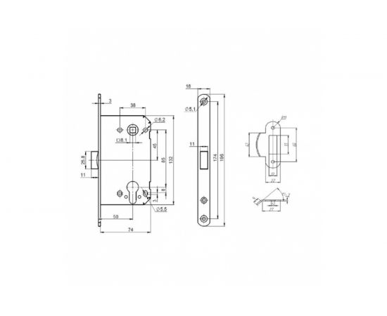 Корпус замка PUNTO PL85-50 SN матовый никель 41777 – изображение 3