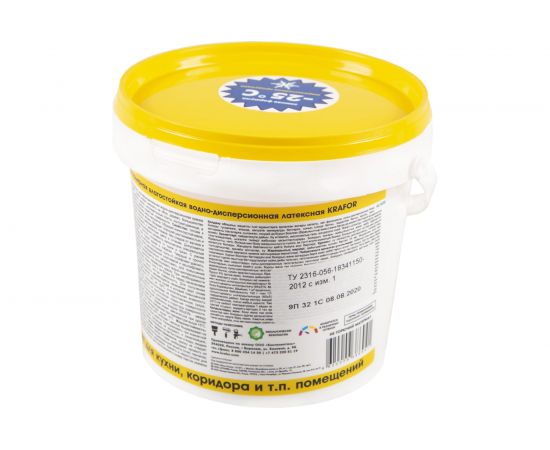 Интерьерная в/д латексная влагостойкая краска Krafor 1.5 кг 42166 – изображение 4