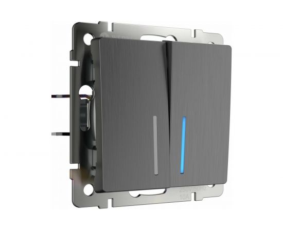 Двухклавишный выключатель Werkel W1120104 с подсветкой (графит рифленый) a050747 