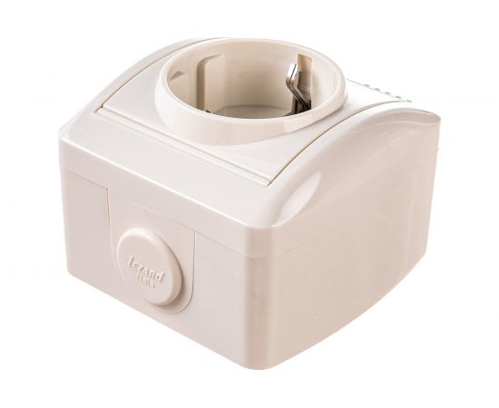 Розетка Lezard NATA с заземлением, керамика, кремовый 710-0300-122 