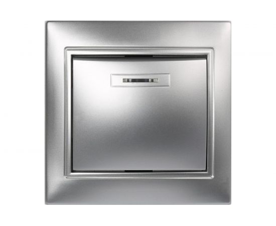 Выключатель Smartbuy 1-клавишный с индикатором 10А серебро, Венера SBE-01s-10-SW1-1-c 