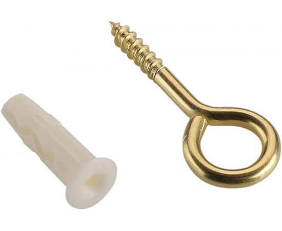 Дюбель ЕВРОПАРТНЕР MULTI 6 + петля-шуруп L25 х d4,1 х d10 латунный, 10 шт. RB2 0154 