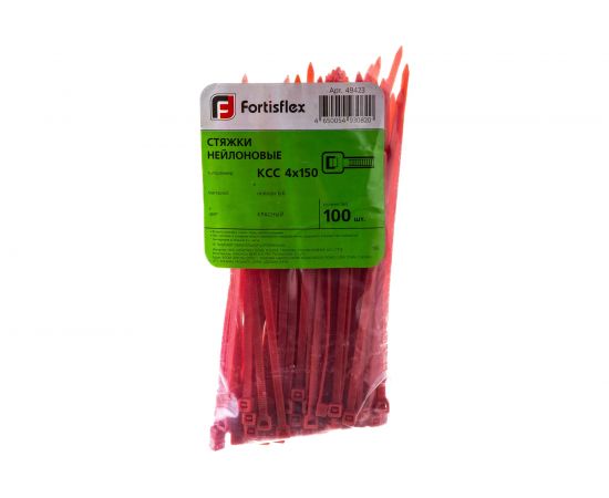 Нейлоновые стяжки FORTISFLEX КСС 4х150 красный 100 штук 49423 