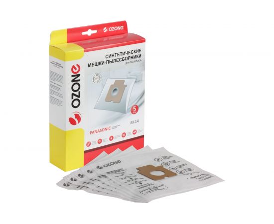 Мешки-пылесборники синтетические для пылесосов PANASONIC (5 шт.) OZONE M-14 
