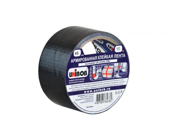 Армированная клейкая лента UNIBOB 48 мм х 10 м черная 214998 