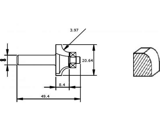 Фреза HM карнизная (3.97х8.4х49.4х20.64 мм) REDVERG 840411 6625665 – изображение 2