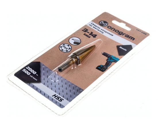 Сверло конусное с прямой режущей кромкой по металлу Basis (3-14 мм; HSS-TiN) Monogram 101-088 – изображение 2