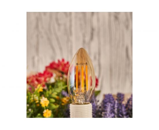 Филаментная лампа REXANT Свеча CN35 9.5 Вт 2400K E14 золотистая колба 604-099 – изображение 2