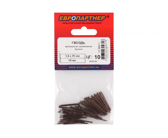Закаленный финишный гвоздь ЕВРОПАРТНЕР бронза 1,4х25 50шт. 13 3043 1 – изображение 2