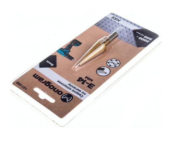 Сверло конусное с прямой режущей кромкой по металлу Basis (3-14 мм; HSS-TiN) Monogram 101-088 – изображение 3