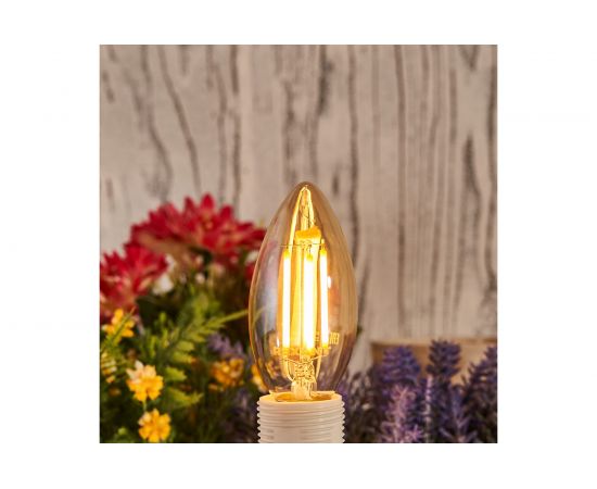 Филаментная лампа REXANT Свеча CN35 9.5 Вт 2400K E14 золотистая колба 604-099 – изображение 3