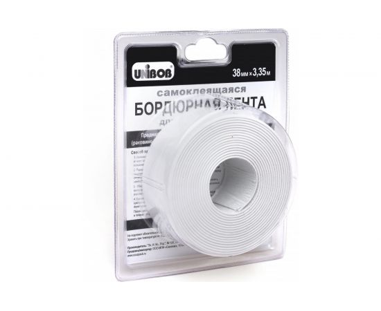 Самоклеящаяся бордюрная лента UNIBOB 38 мм х 3,35 м белая 211788 – изображение 3
