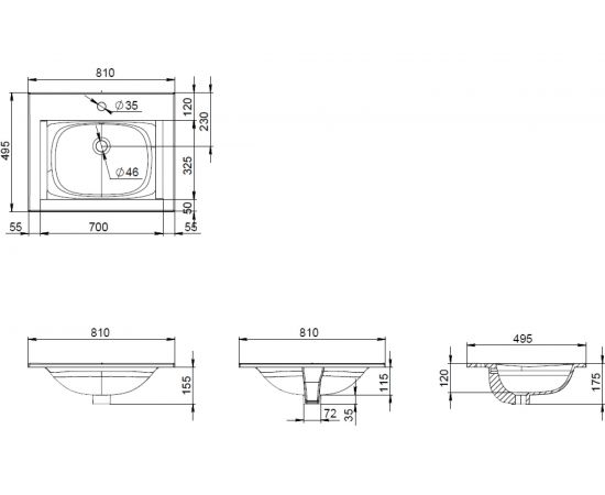 Мебельная раковина AM.PM Spirit 2.0 керамическая 80 см M70AWCC0802WG – изображение 3