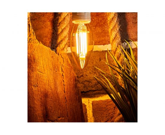 Филаментная лампа REXANT Свеча CN35 9.5 Вт 2400K E14 золотистая колба 604-099 – изображение 4