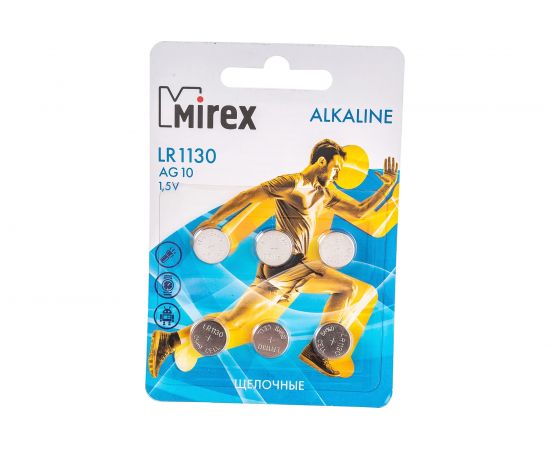 Батарея Mirex, щелочная AG10 / LR1130 1,5V 6 шт ecopack 23702-LR1130-E6 – изображение 5